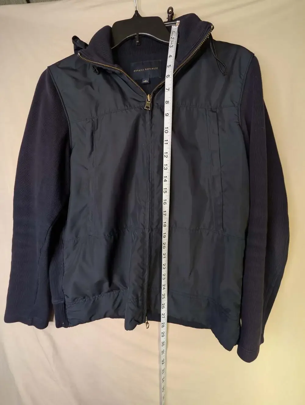 Banana Republic Navy Blue Hybrid Zip-Up Hooded Jacket size M